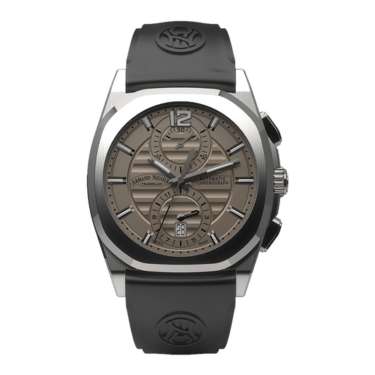 Armand Nicolet J09-3 Men's Automatic Black Strap Grey Dial Watch
