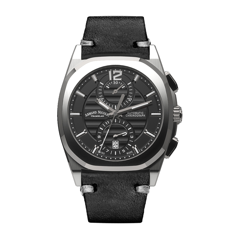 Armand Nicolet J09-3 Men's Automatic Black Strap Black Dial Watch