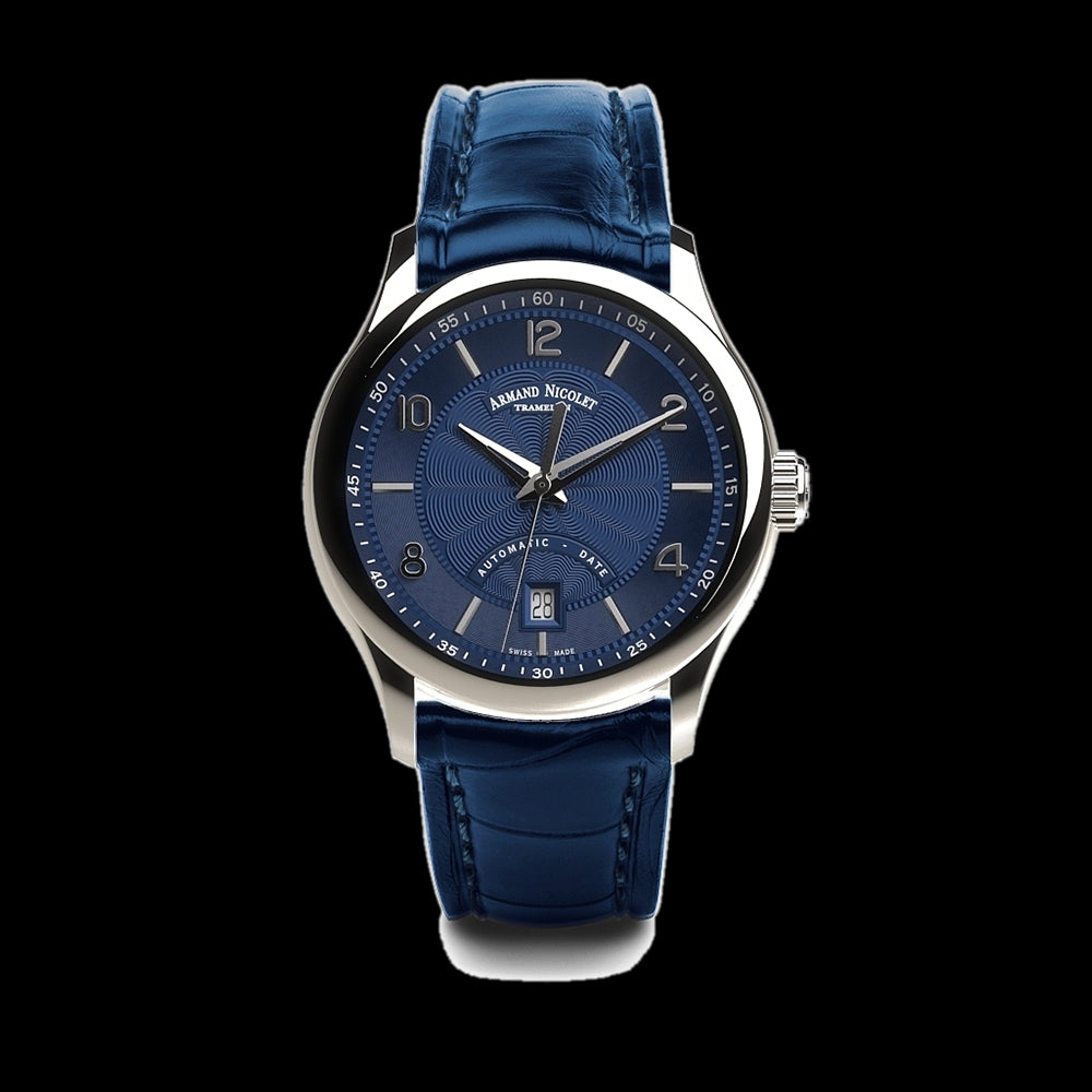 ARMAND NICOLET M02-4 MEN'S AUTOMATIC BLUE STRAP BLUE DIAL WATCH