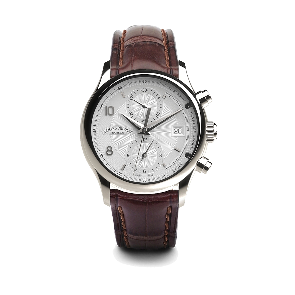 Armand Nicolet M02-4 Men's Automatic Brown Strap Silver Dial Watch