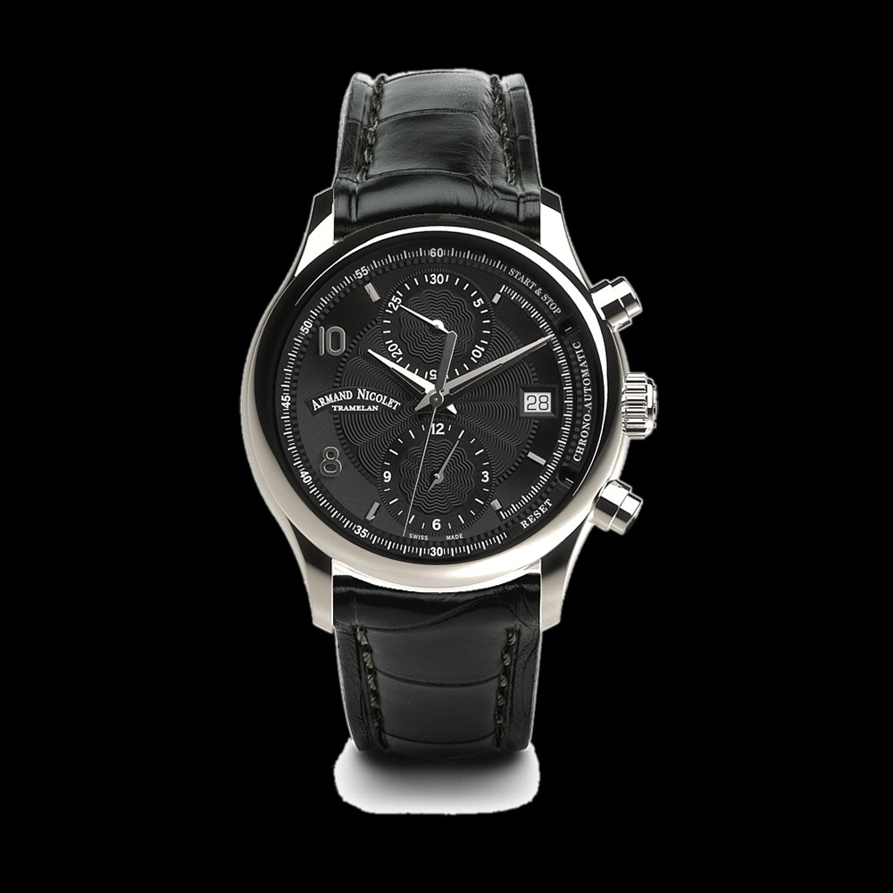 ARMAND NICOLET M02 4 MEN S AUTOMATIC BLACK STRAP BLACK DIAL WATCH