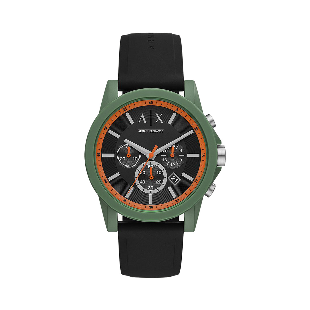 Armani Exchange Men's Chronograph Black Silicone Watch