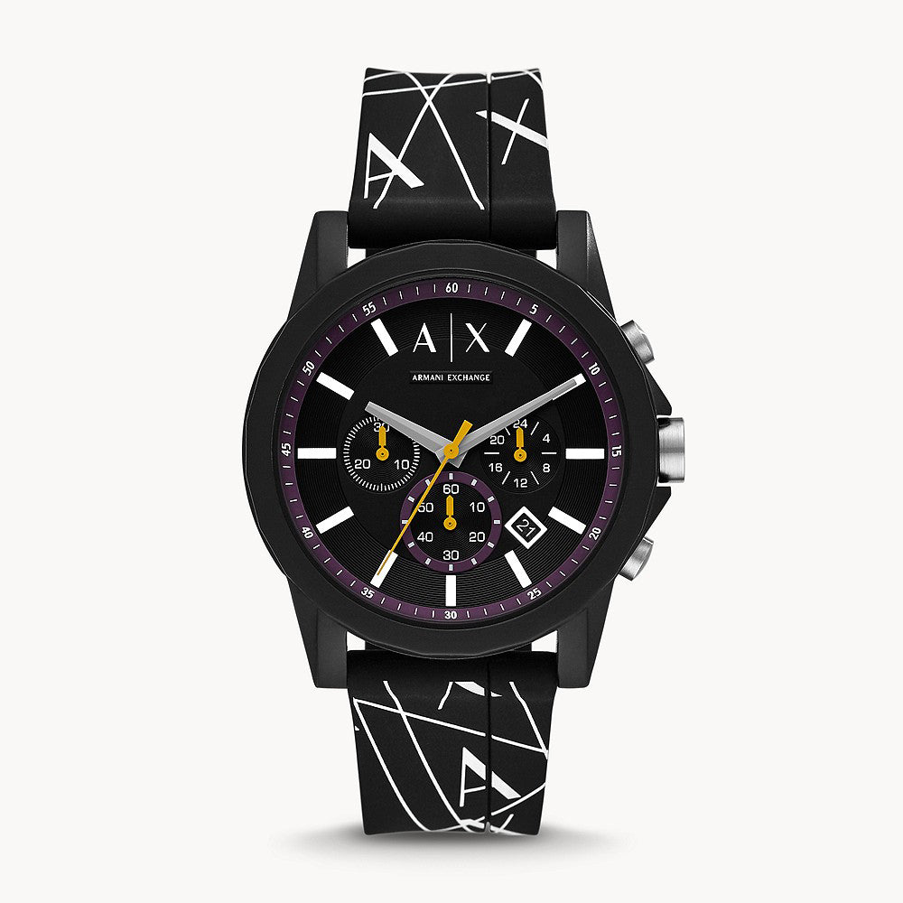 Armani Exchange Men's Chronograph Black Silicone Watch