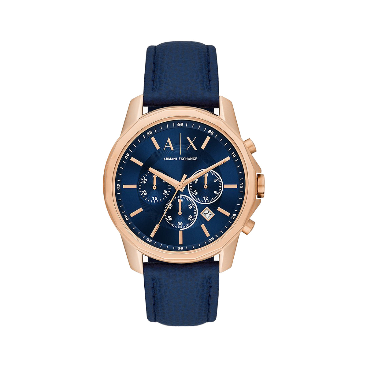 Armani Exchange Men's Chronograph Blue Leather Blue Dial Watch – The ...