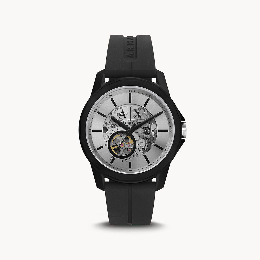 Armani Exchange Men's Automatic Black Silicone Watch