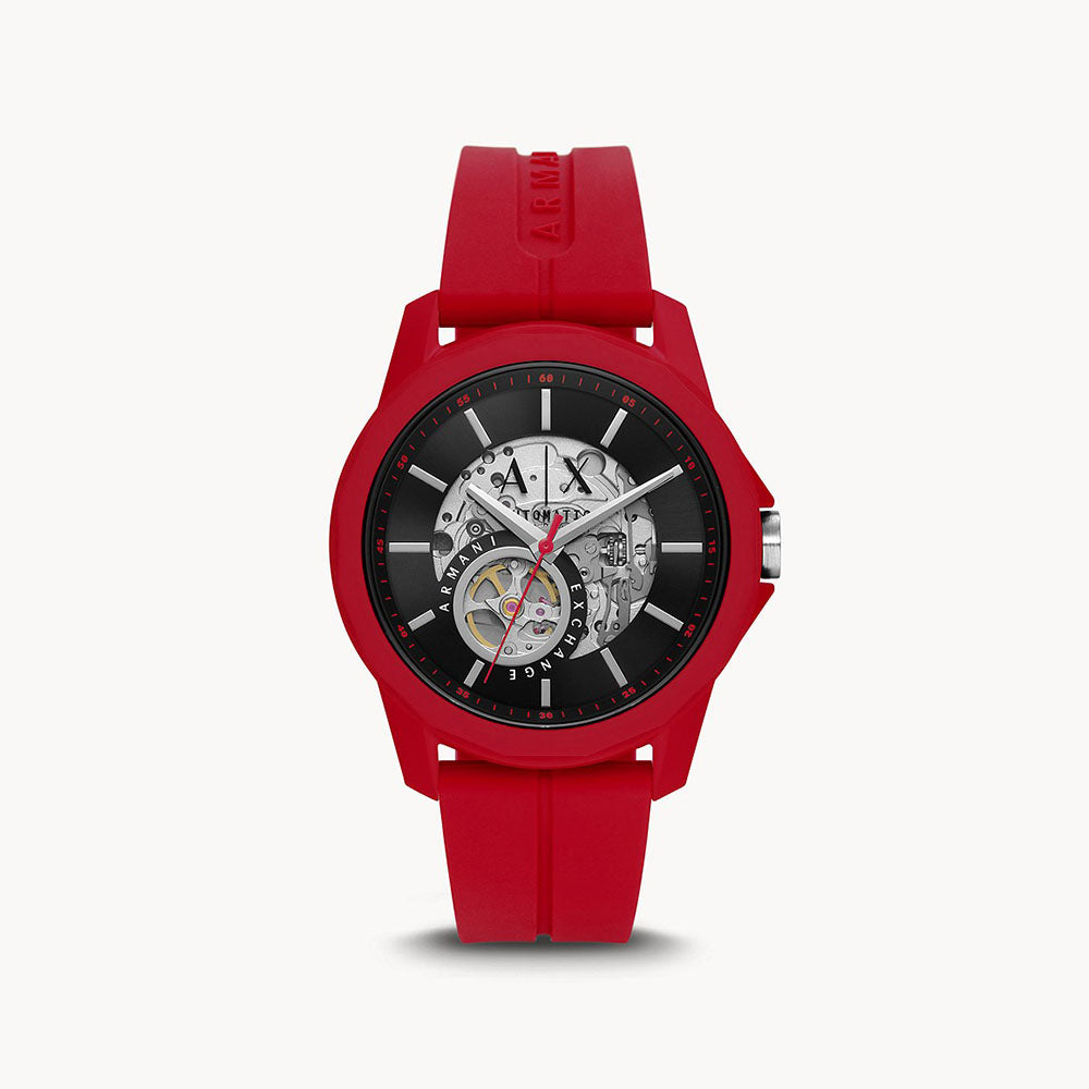 Armani Exchange Men's Automatic Red Silicone Watch