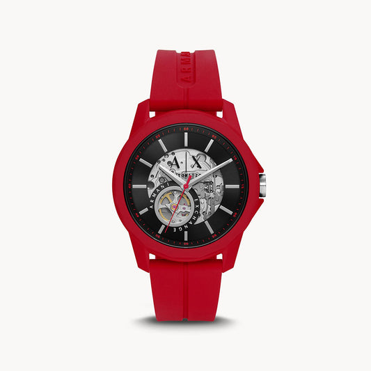 Armani Exchange Men's Automatic Red Silicone Watch