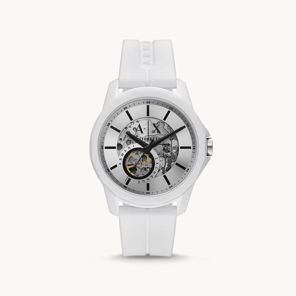 Armani Exchange Men's Automatic White Silicone Watch