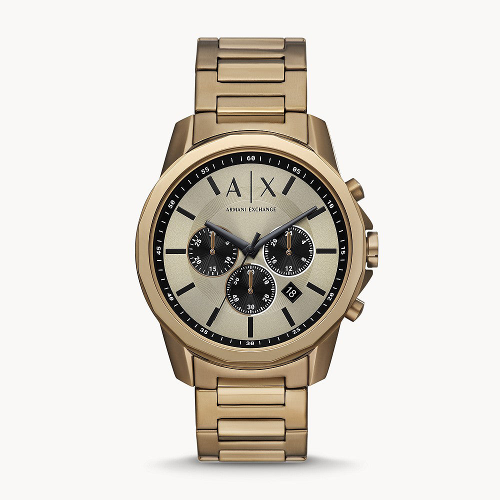 Armani Exchange Men's Chronograph Bronze Gold-Tone Stainless Steel Wat ...
