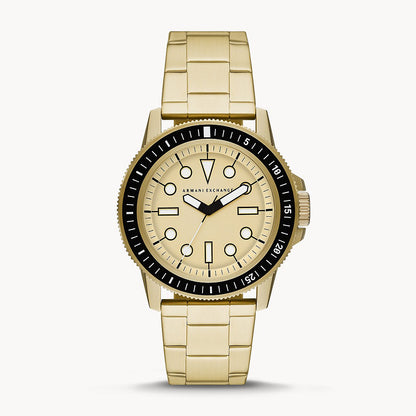 Armani Exchange Men's Three-Hand Gold-Tone Stainless Steel Watch