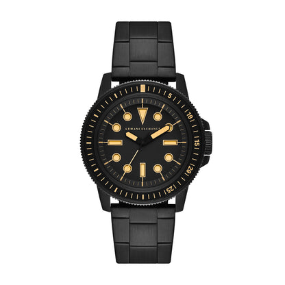 Armani Exchange Men's Three-Hand Black Stainless Steel Watch