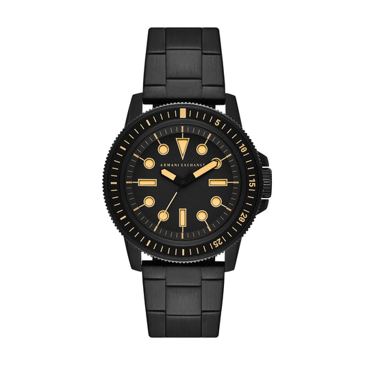 Armani Exchange Men's Three-Hand Black Stainless Steel Watch