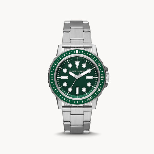 Armani Exchange Men's Three-Hand Stainless Steel Green Dial Watch