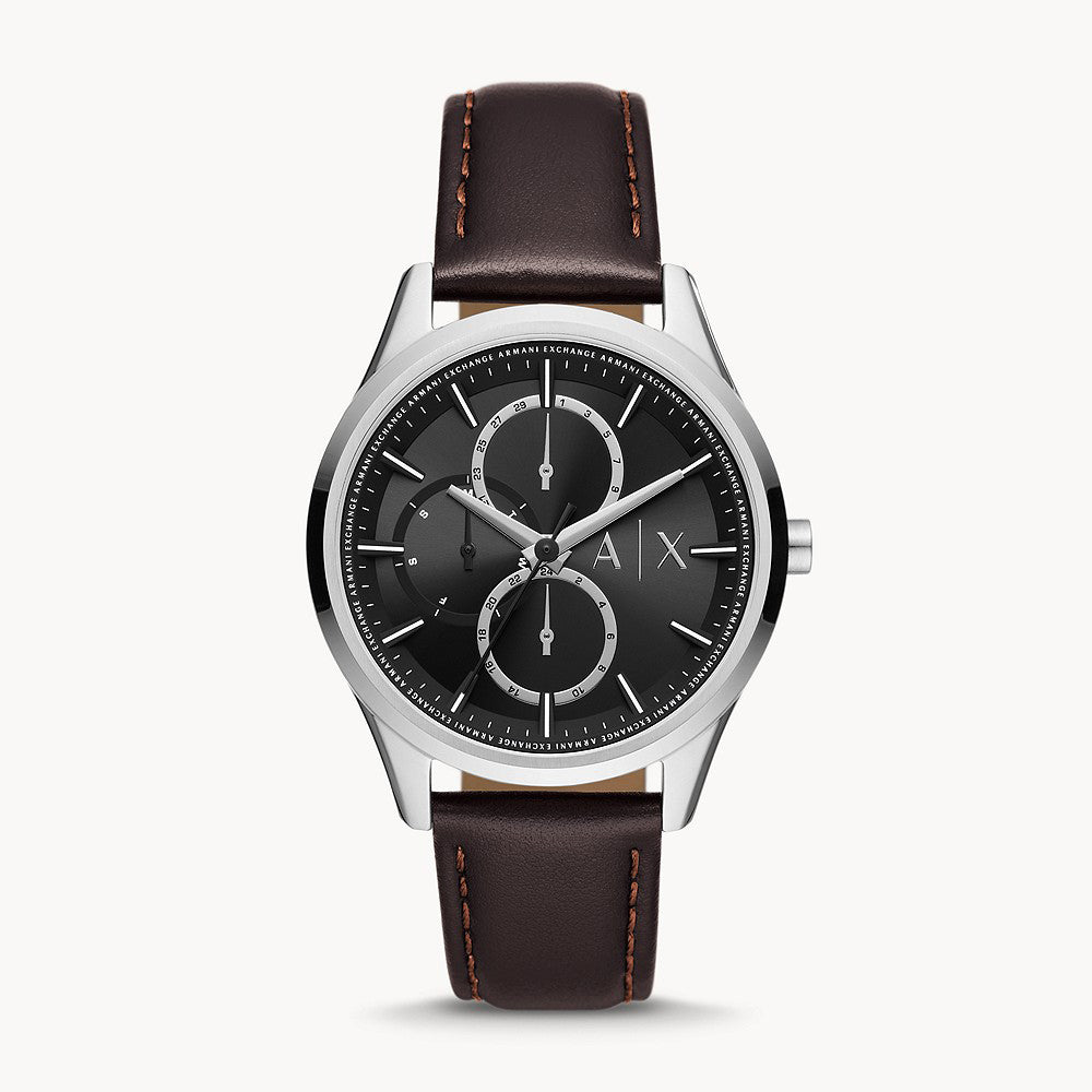 Armani Exchange Men's Men's Multifunction Brown Leather Watch