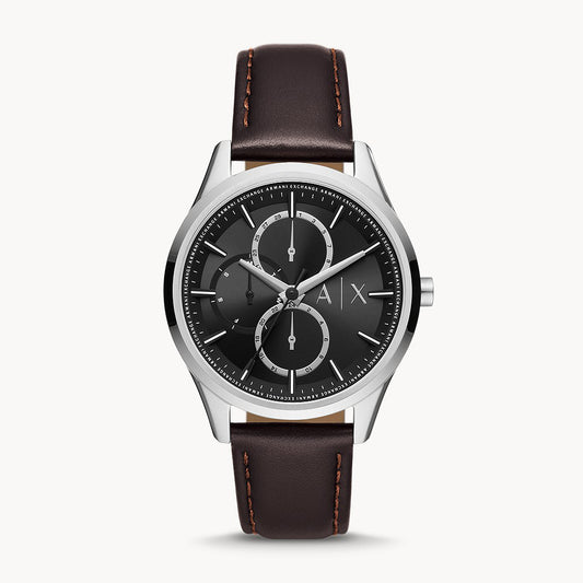 Armani Exchange Men's Men's Multifunction Brown Leather Watch