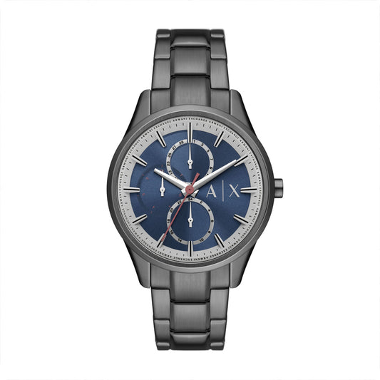 Armani Exchange Men's Multifunction Gunmetal Stainless Steel Blue Dial Watch