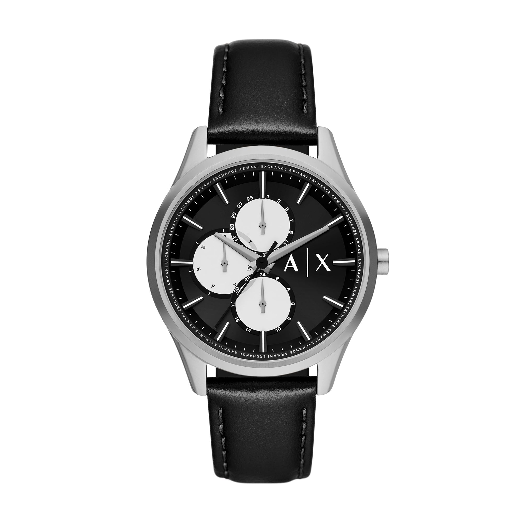 Armani Exchange Men's Multifunction Black Leather Watch – The Watch House