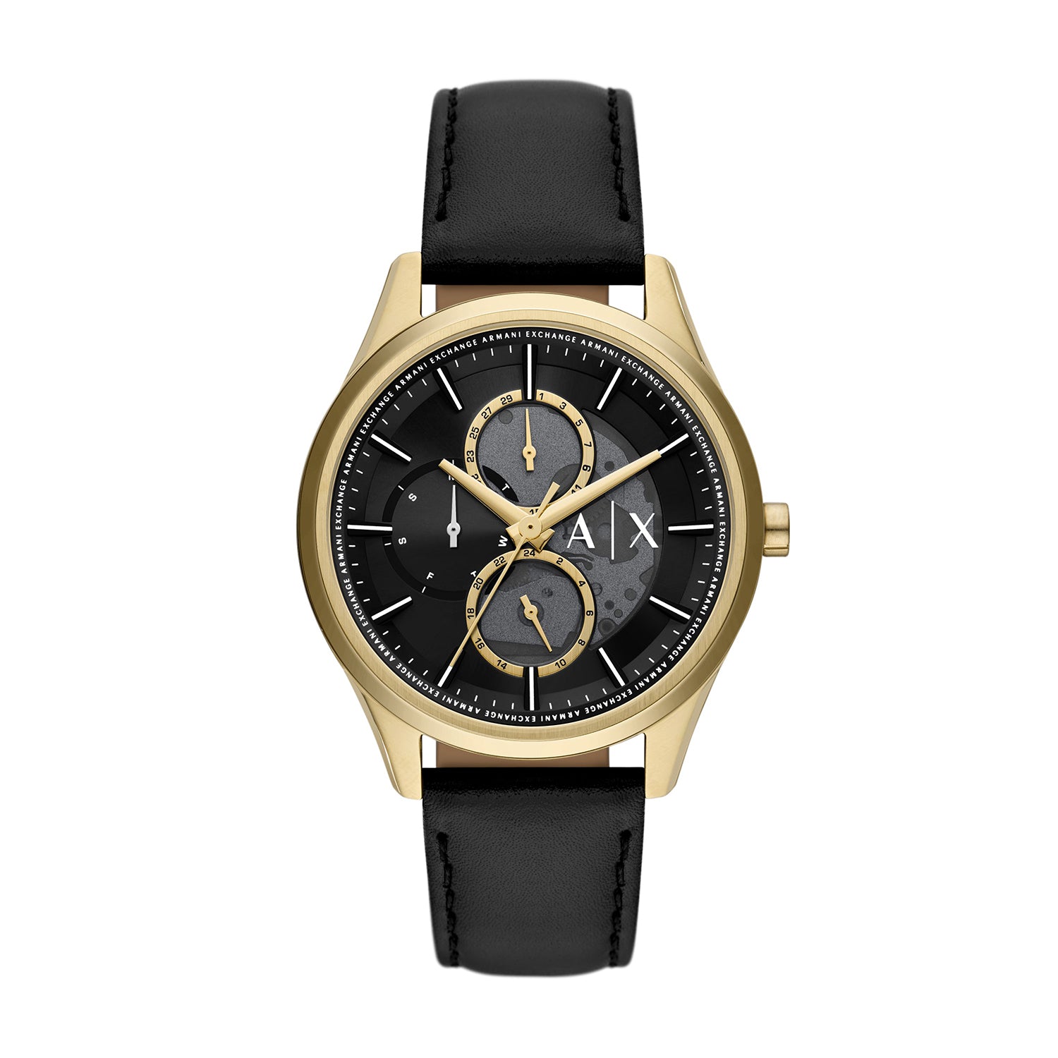 Armani Exchange Multifunction Black Leather Watch – The Watch House