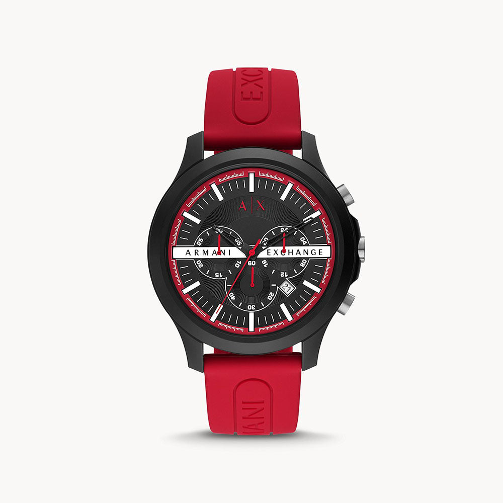 Armani Exchange Men's Chronograph Red Silicone Watch – The Watch House