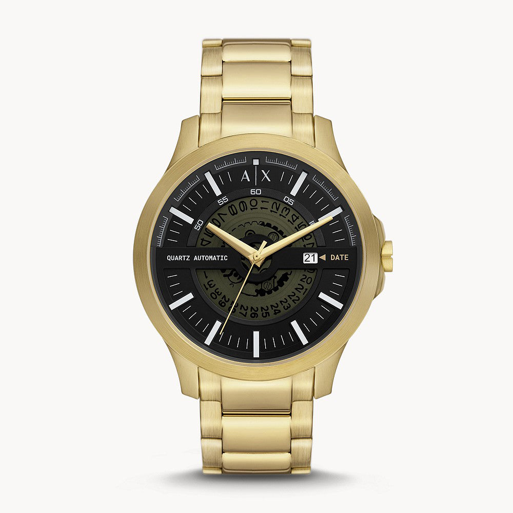 Armani Exchange Men's Automatic Quartz Three-Hand Date Gold-Tone Stainless Steel Watch