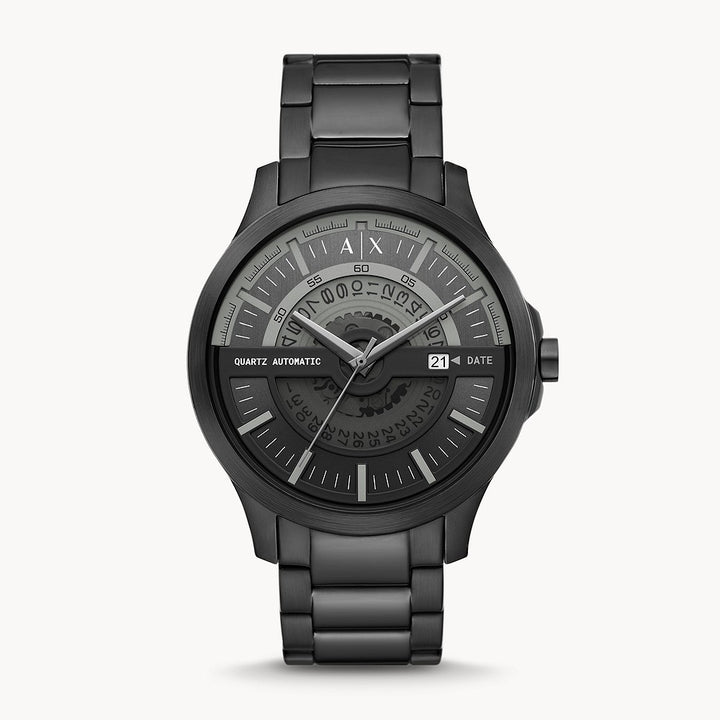 Armani Exchange Men's Automatic Quartz Three-Hand Date Black Stainless Steel Watch