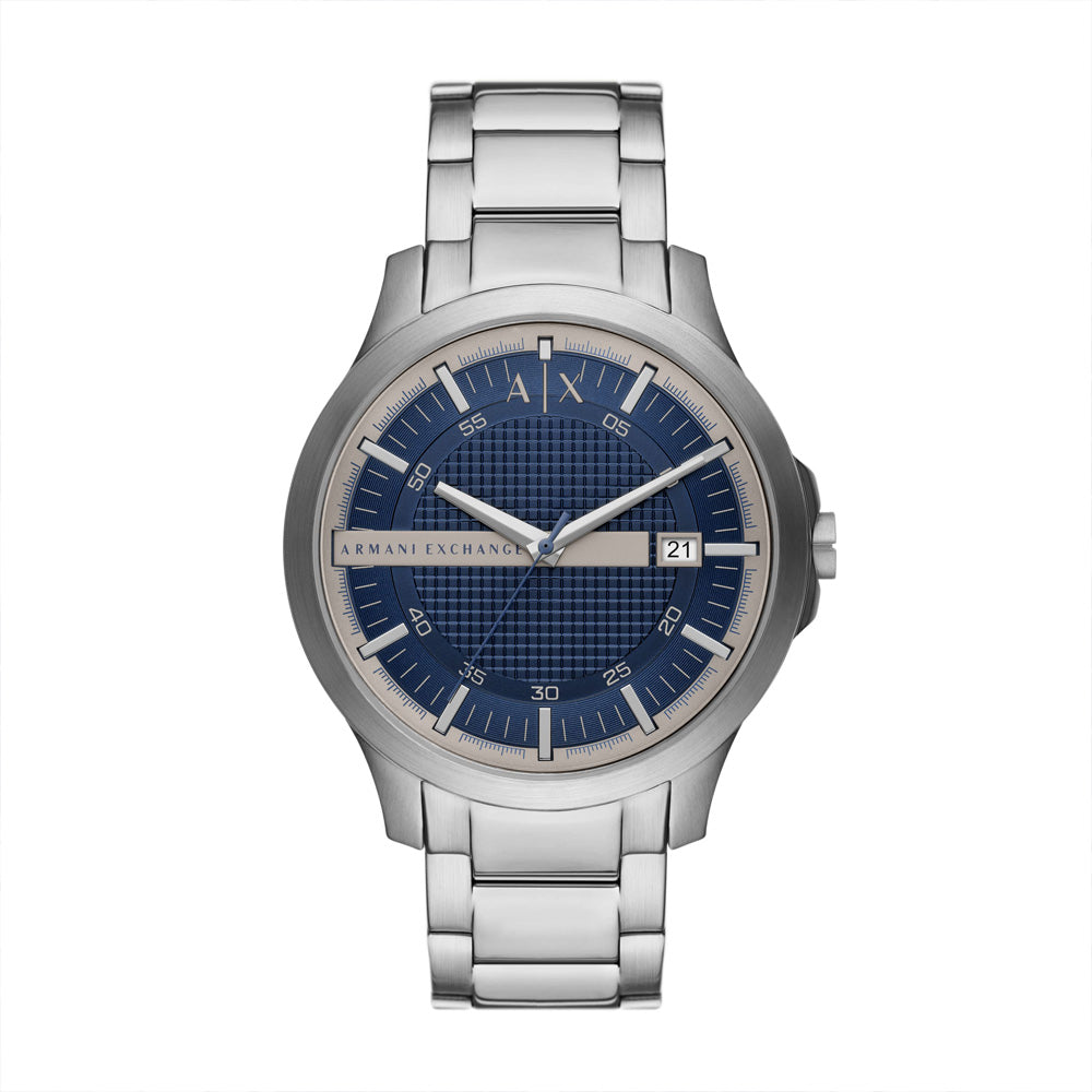 Armani Exchange Men's Three-Hand Date Stainless Steel Blue Dial Watch ...