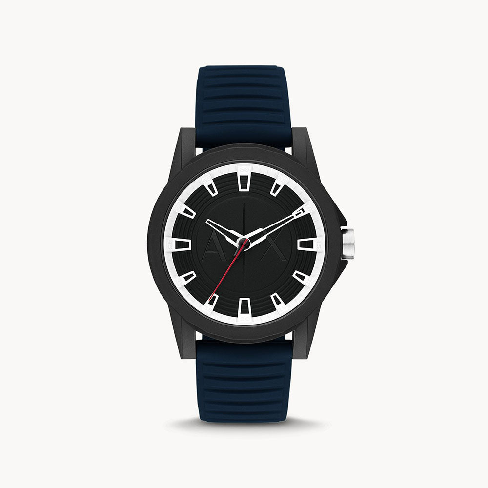 Armani Exchange Men's Three-Hand Blue Silicone Watch