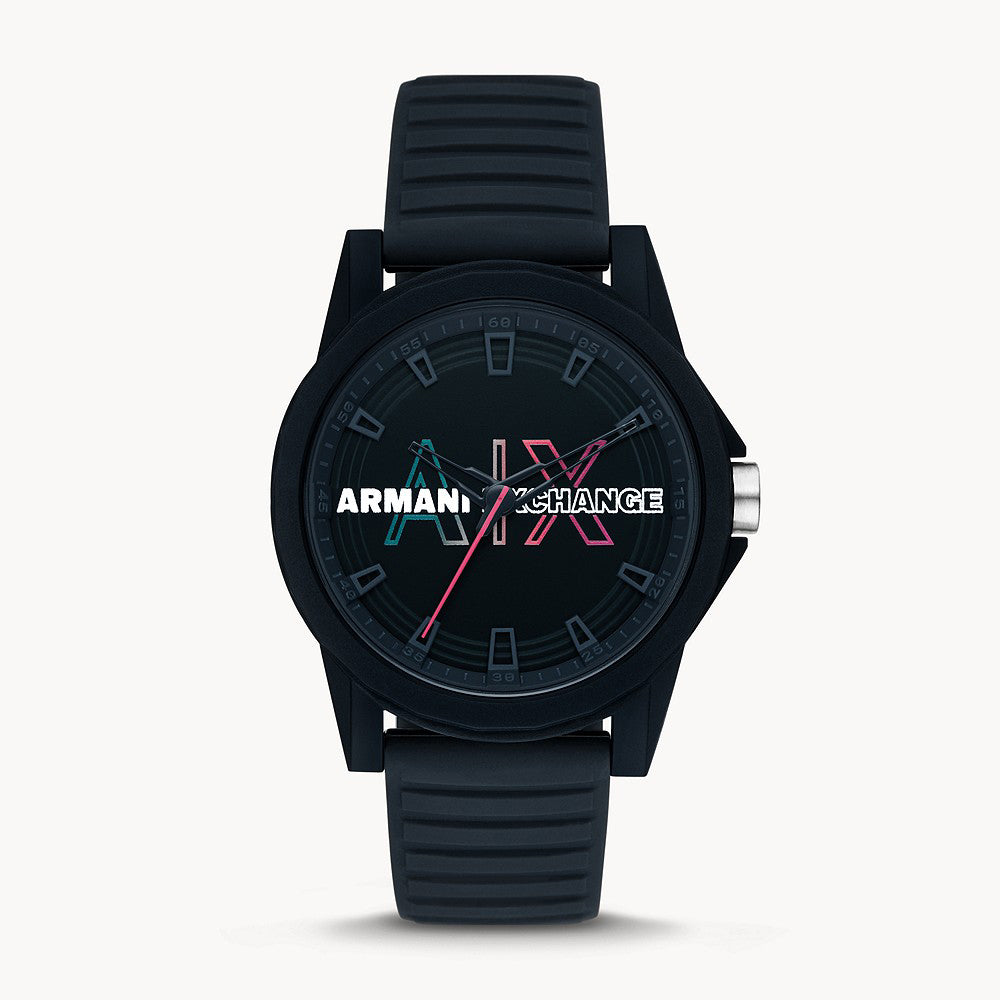 Armani Exchange Men's Three-Hand Blue Silicone Blue Dial Watch