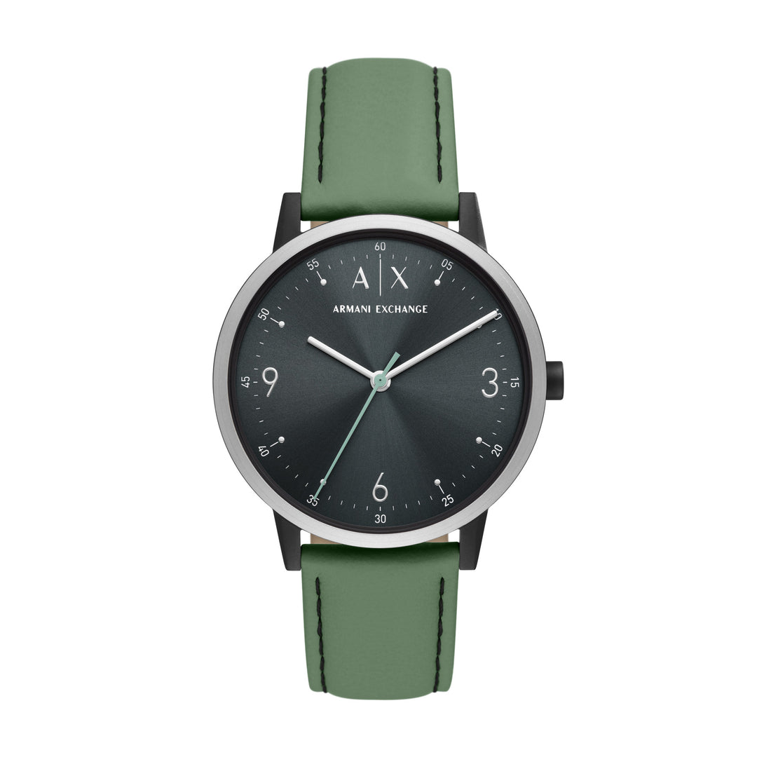Armani Exchange Men's Three-Hand Green Leather Watch