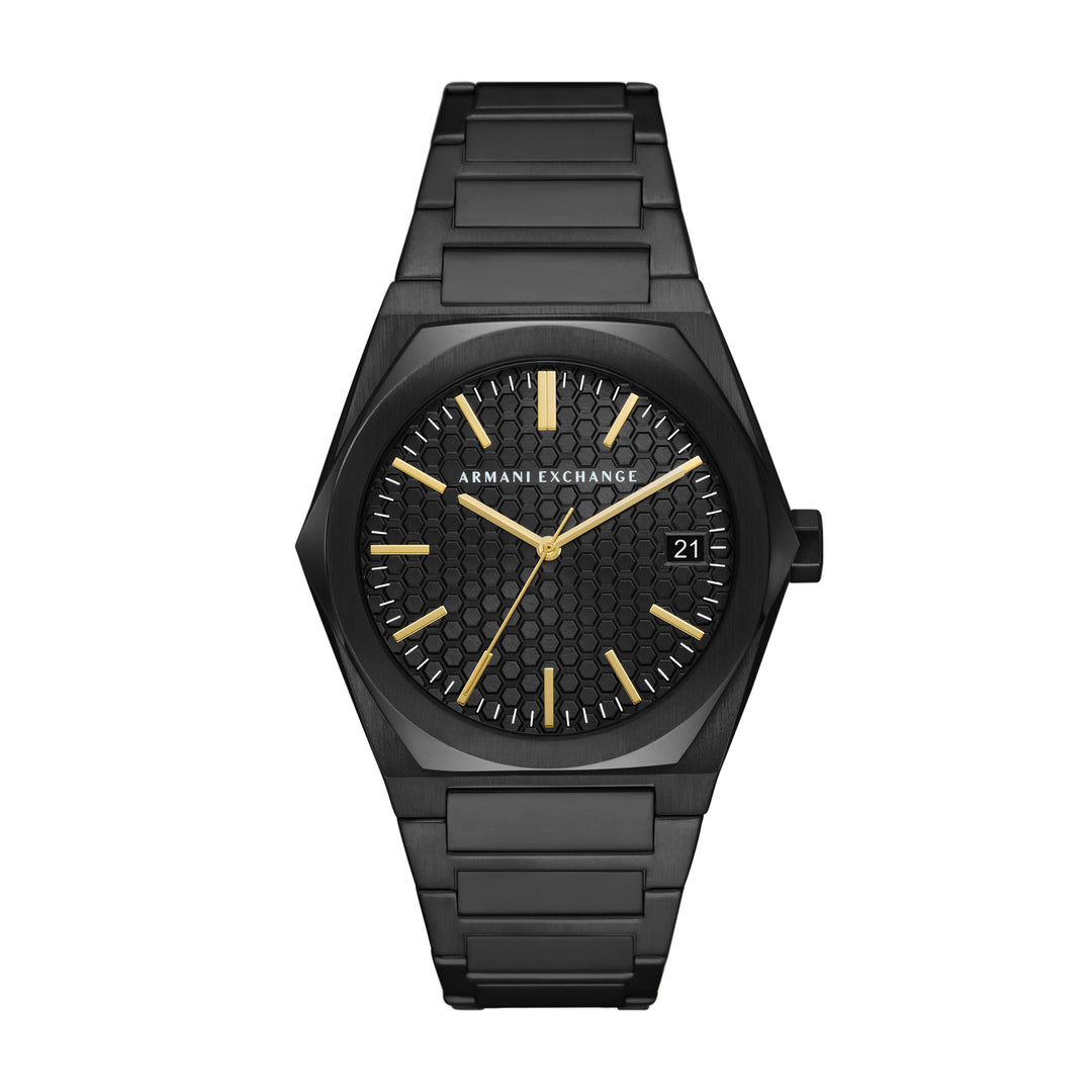 Armani Exchange Men's Three-Hand Date Black Stainless Steel