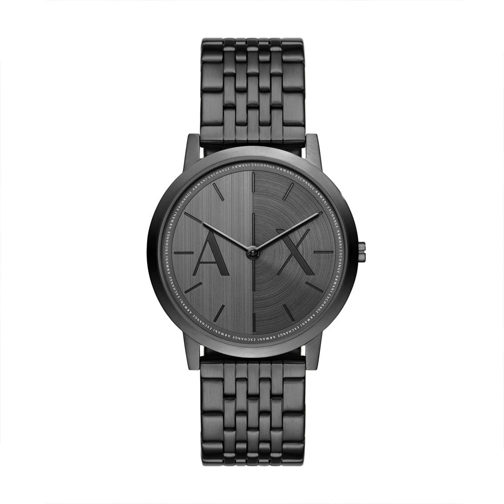 Armani exchange men's black stainless steel watch sale