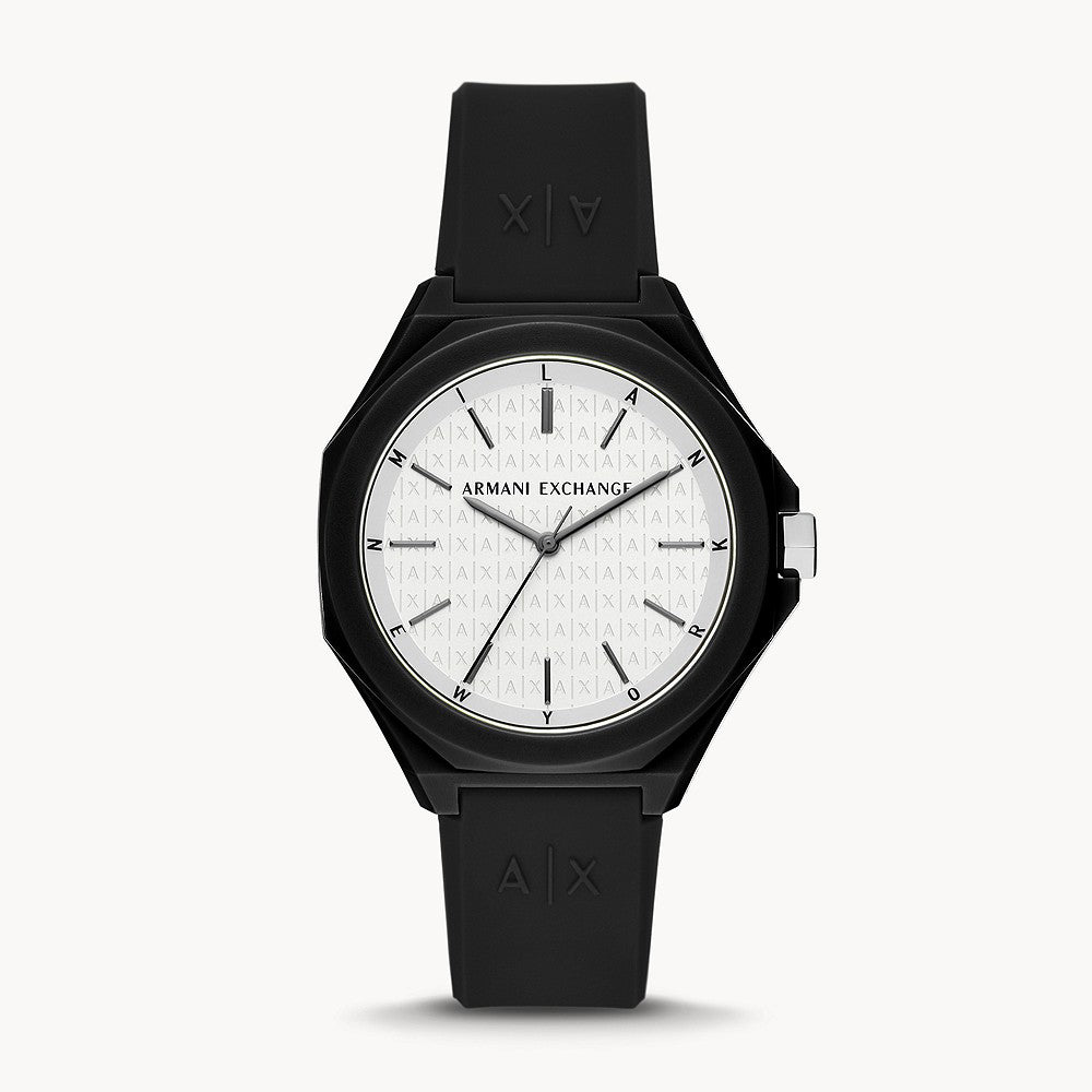 Armani Exchange Men's Three-Hand Black Silicone Watch