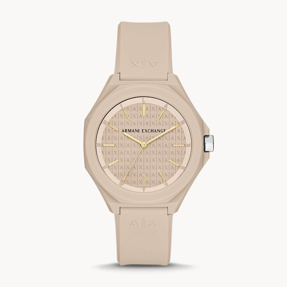 Armani Exchange Women's Three-Hand Nude Silicone Watch