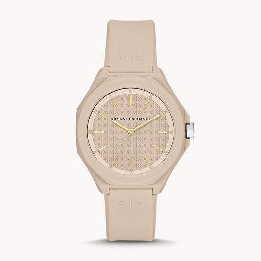 Armani Exchange Women's Three-Hand Nude Silicone Watch