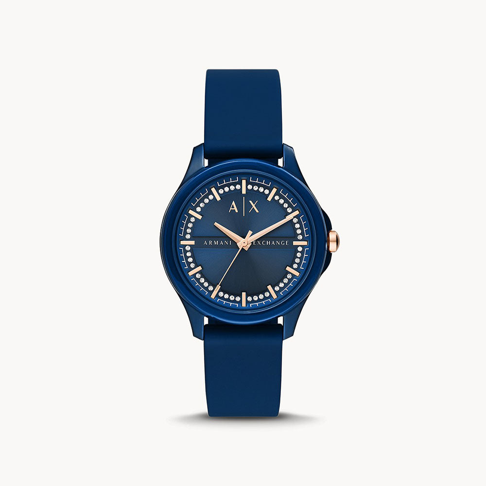 Armani Exchange Women's Three-Hand Blue Silicone Blue Dial Watch