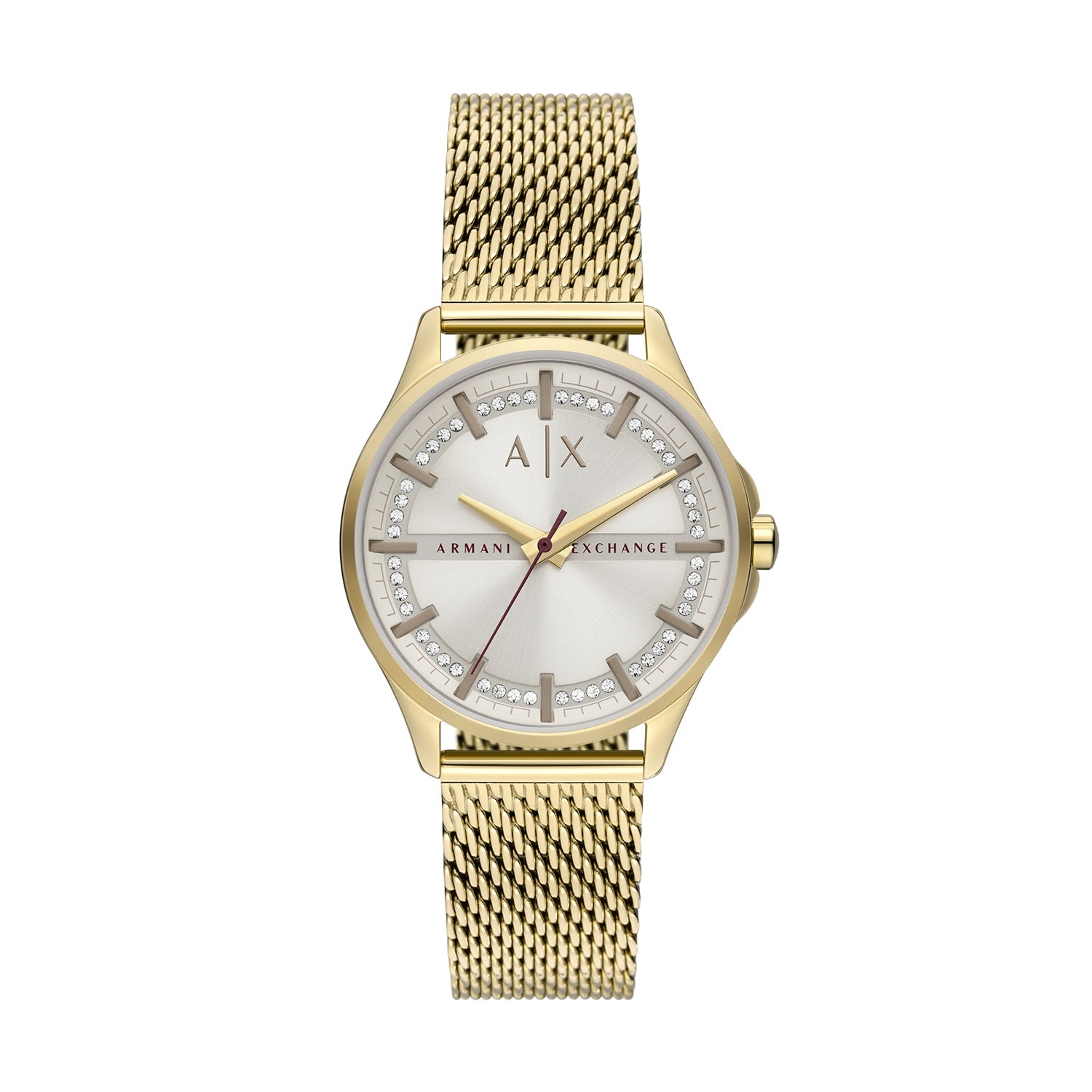 Armani Exchange Three-Hand Gold-Tone Stainless Steel Mesh Watch – The ...