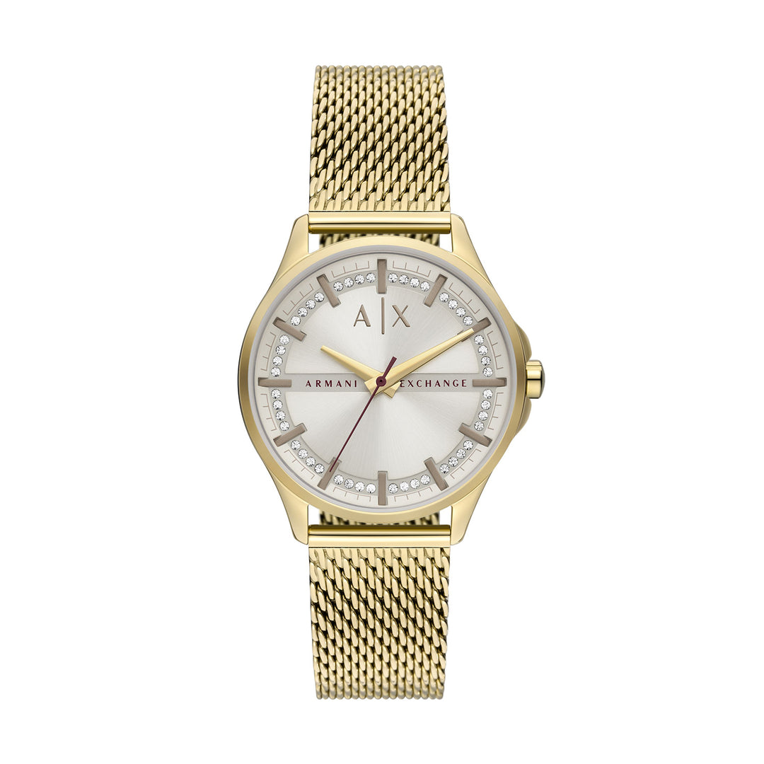 Armani Exchange Three-Hand Gold-Tone Stainless Steel Mesh Watch