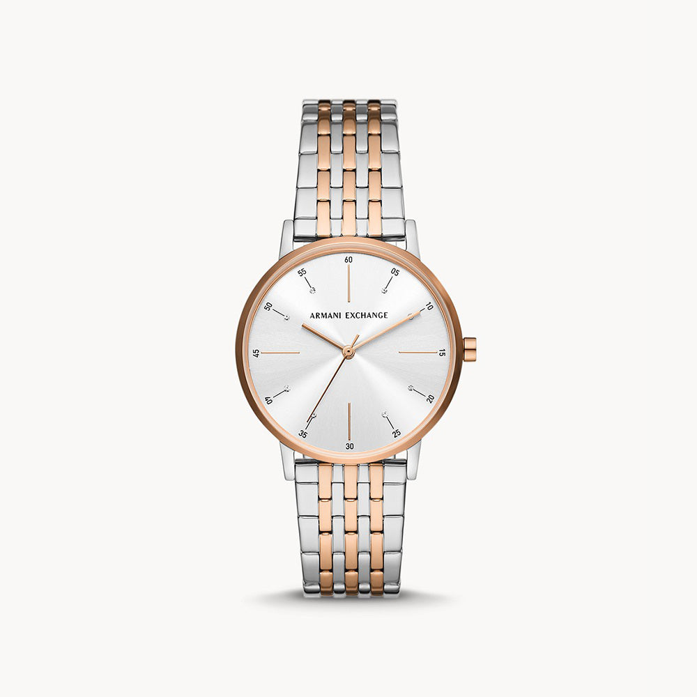 Armani Exchange Women's Three Hand Two Tone Stainless Steel Watch