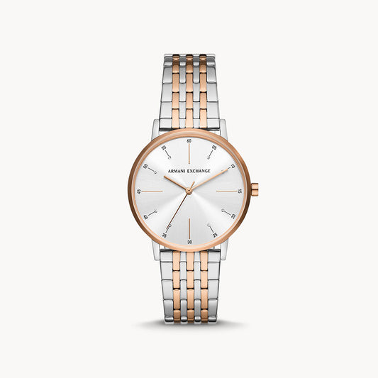 Armani Exchange Women's Three Hand Two Tone Stainless Steel Watch