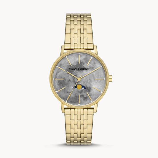 Armani Exchange Women's Moonphase Multifunction Gold-Tone Stainless Steel Watch