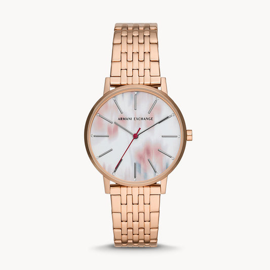 Armani Exchange Women's Three-Hand Rose Gold-Tone Stainless Steel Watch
