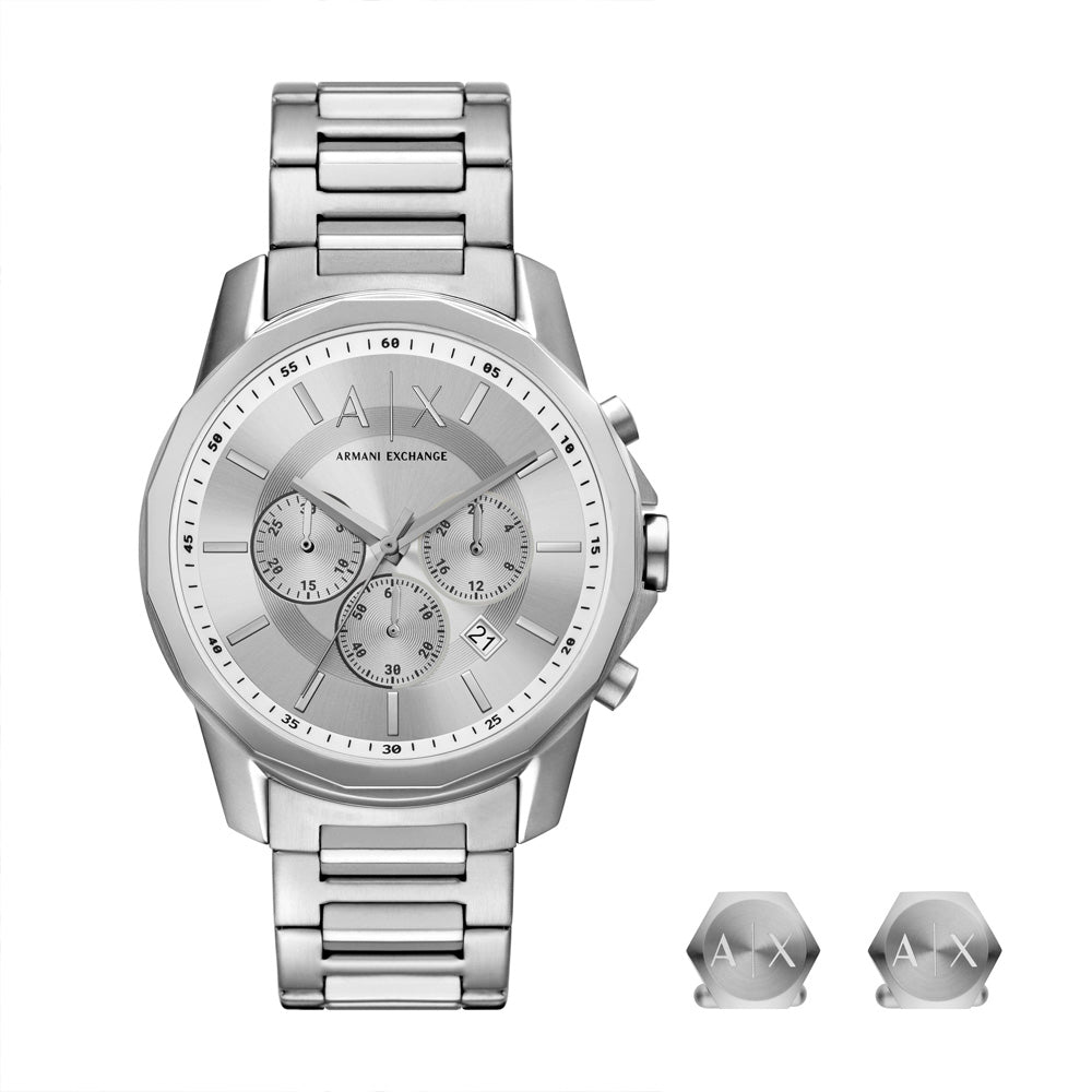 Armani Exchange Men's Chronograph Stainless Steel Watch and Cuff Links ...