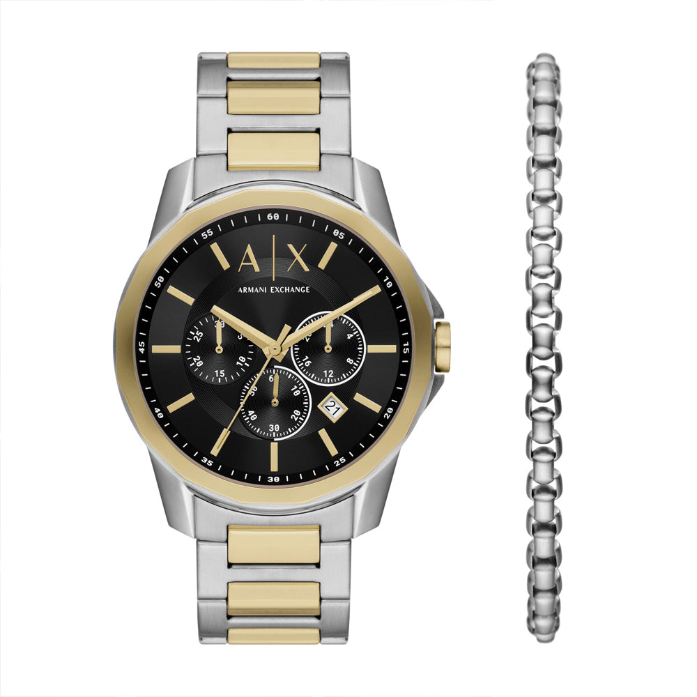Armani Exchange Men's Chronograph Two-Tone Stainless Steel Watch and Bracelet Set