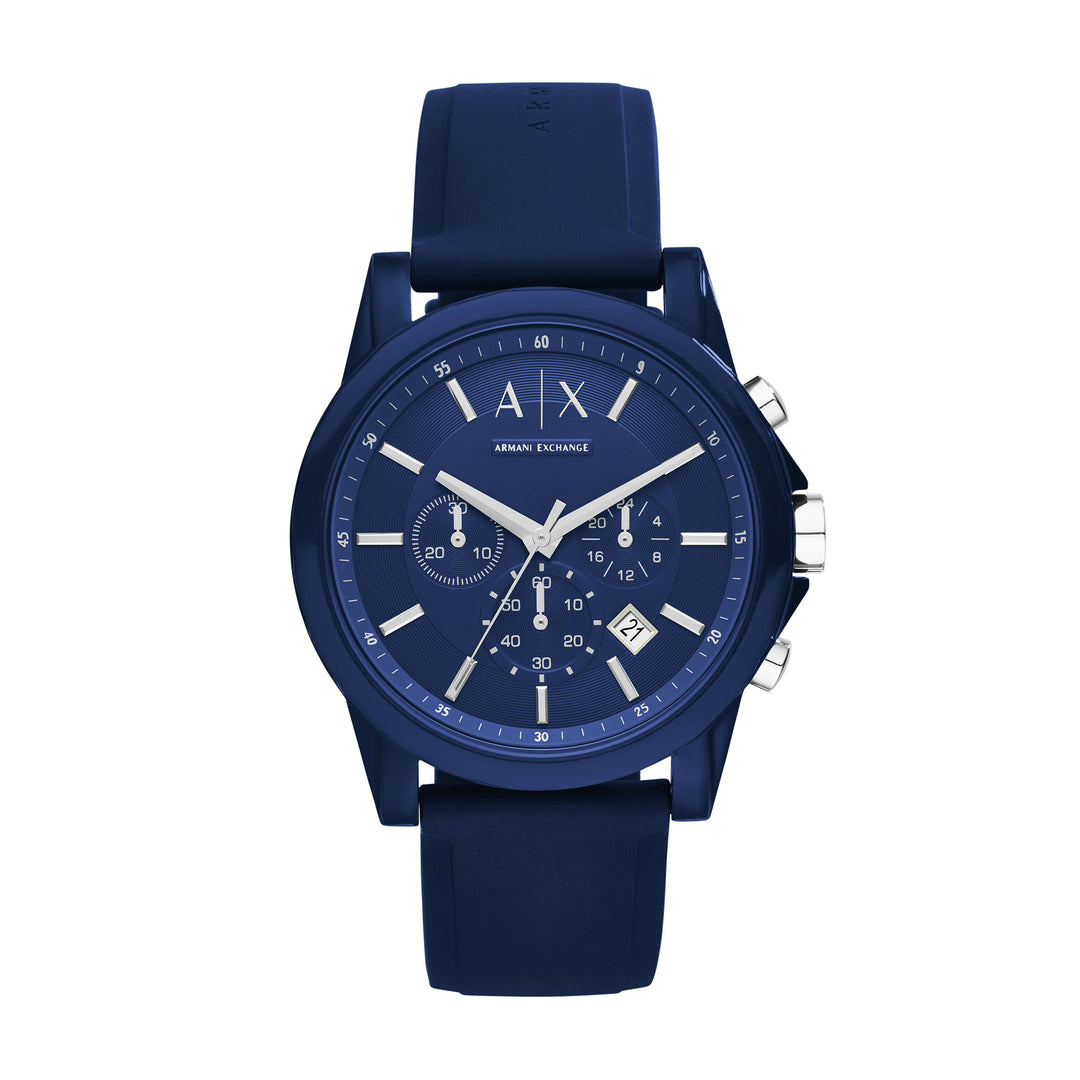 Armani Exchange Men's Chronograph Blue Silicone Blue Dial Watch