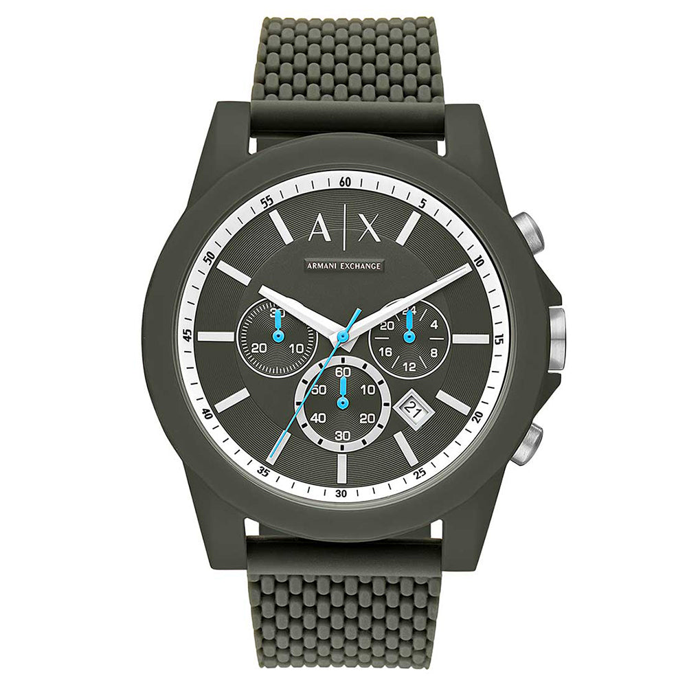 Armani Exchange Men's Green Silicone Green Dial Watch