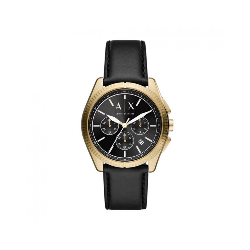 Armani Exchange Men's Chronograph Black Leather Watch