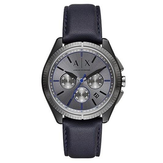 Armani Exchange Men's Chronograph Navy Leather Watch