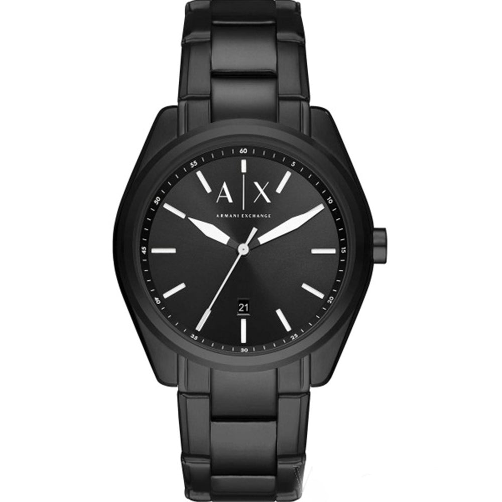 ساعة أرماني إكسشينج للرجال بعقارب ثلاثية وتاريخ، مصنوعة من الستانلس ستيل الأسود