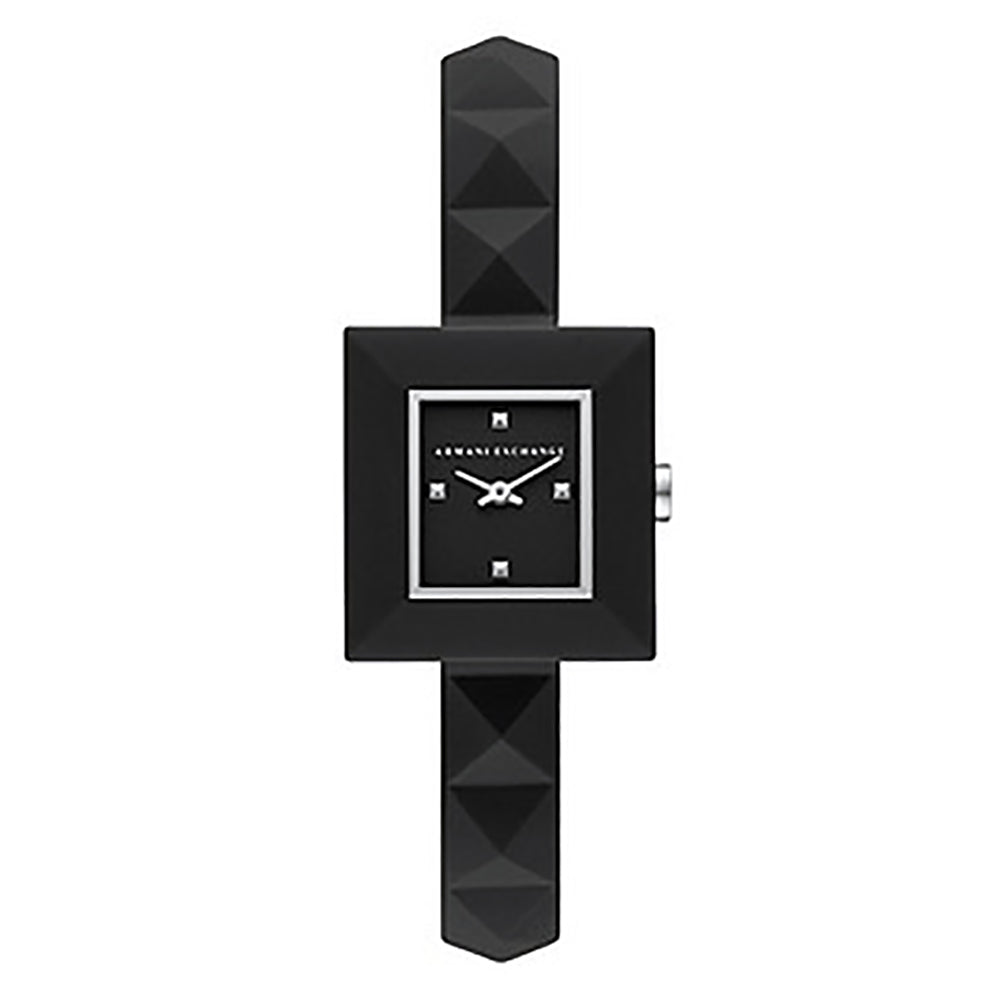Armani Exchange Men's Two-Hand Black Silicone Watch