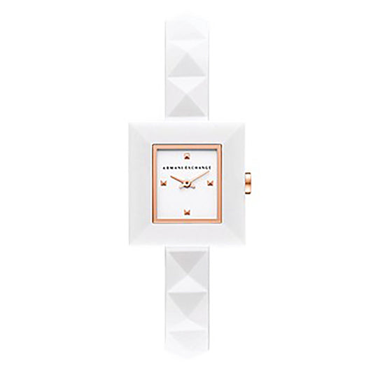 Armani Exchange Men's Two-Hand White Silicone Watch